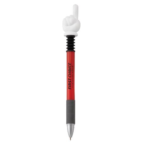 Number # 1 (one) Red Finger Topper Fun Shaped Pen, Novelty Pen, Standard Size Pens, Promotional Pens, Personalized Pens.